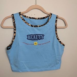 Blue Halter Crop Top